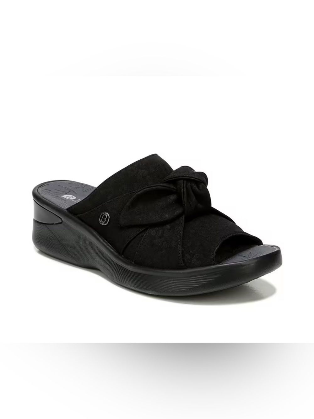 BZEES Size 10 Women’s Black Slip On Sandals with Tie Front